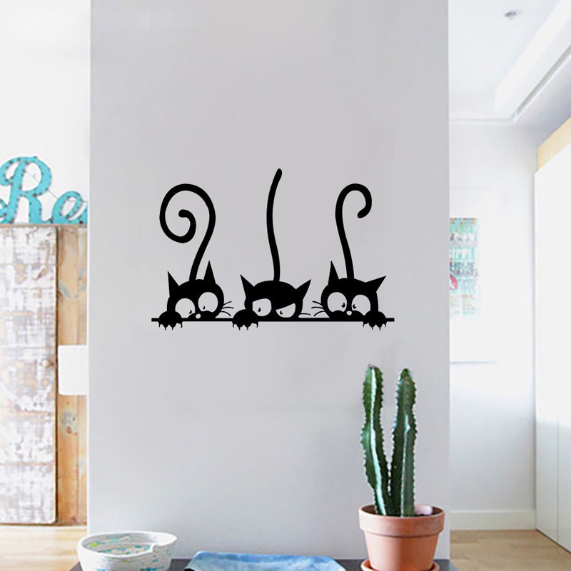 Home Cinema Wall - Three Funny Cats Wall Sticker Home