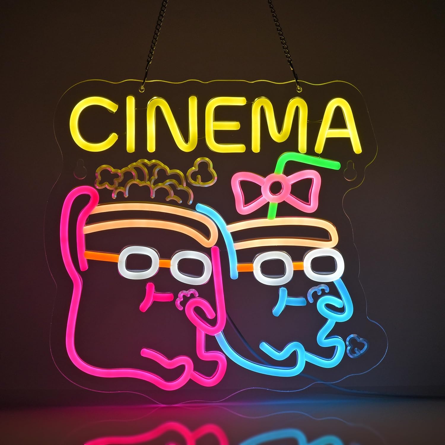 Home Cinema Wall Lights - Cinema Neon Sign LED Popcorn Drink