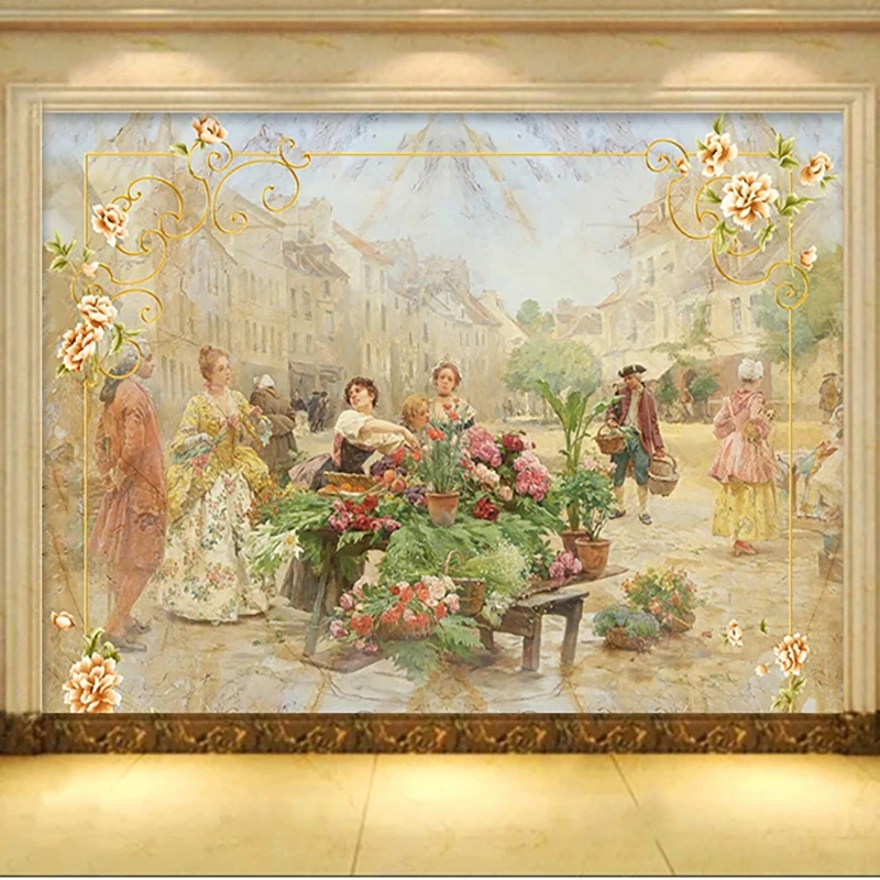 Home Cinema Wall - Custom Photo Wallpaper European Style Marble