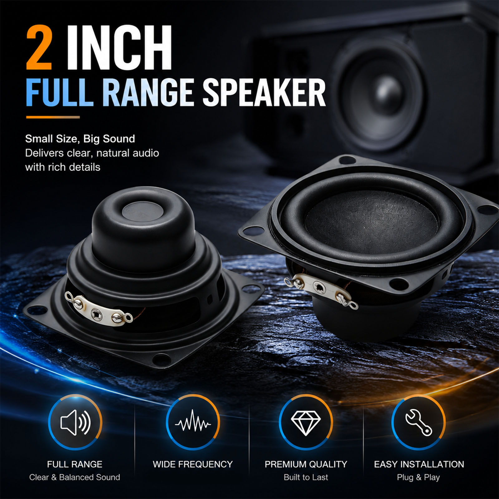 2Pcs 2 Inch Mini Audio Portabl - Home Cinema Complet 评论和价格