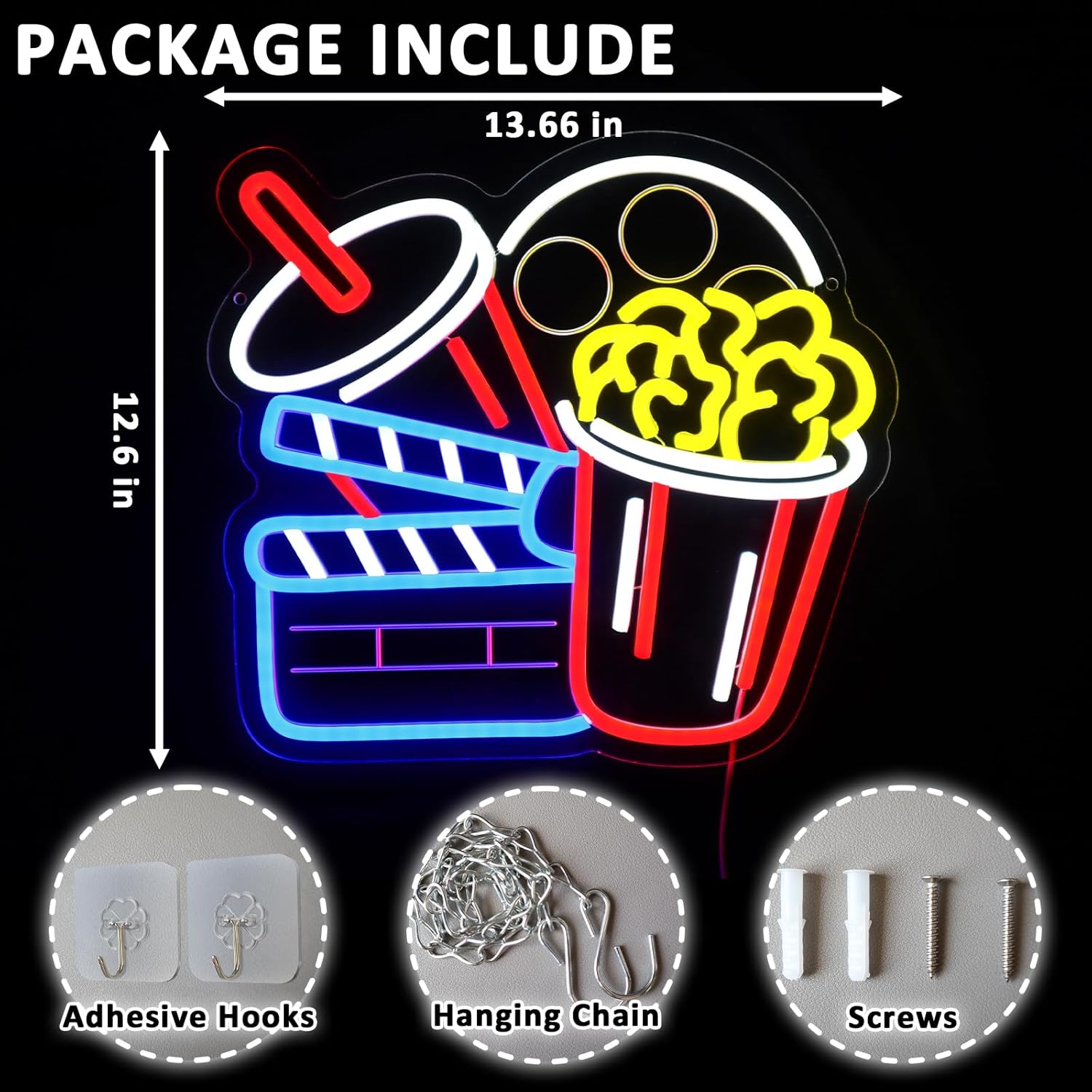 Cinema Neon Sign Art Wall Ligh - Home Cinema Wall Lights 评论和价格