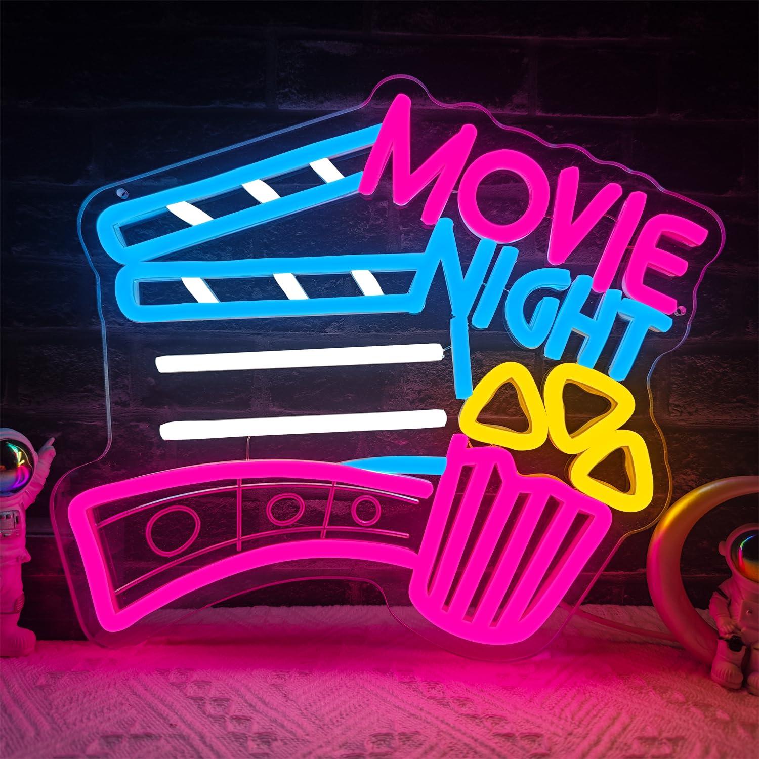 Movie Night Neon Sign USB Dimm - Home Cinema Wall Lights 评论和价格