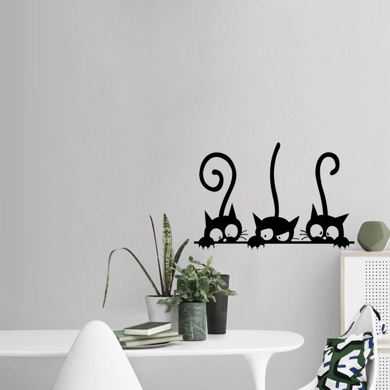 Three Funny Cats Wall Sticker  - Home Cinema Wall 评论和价格
