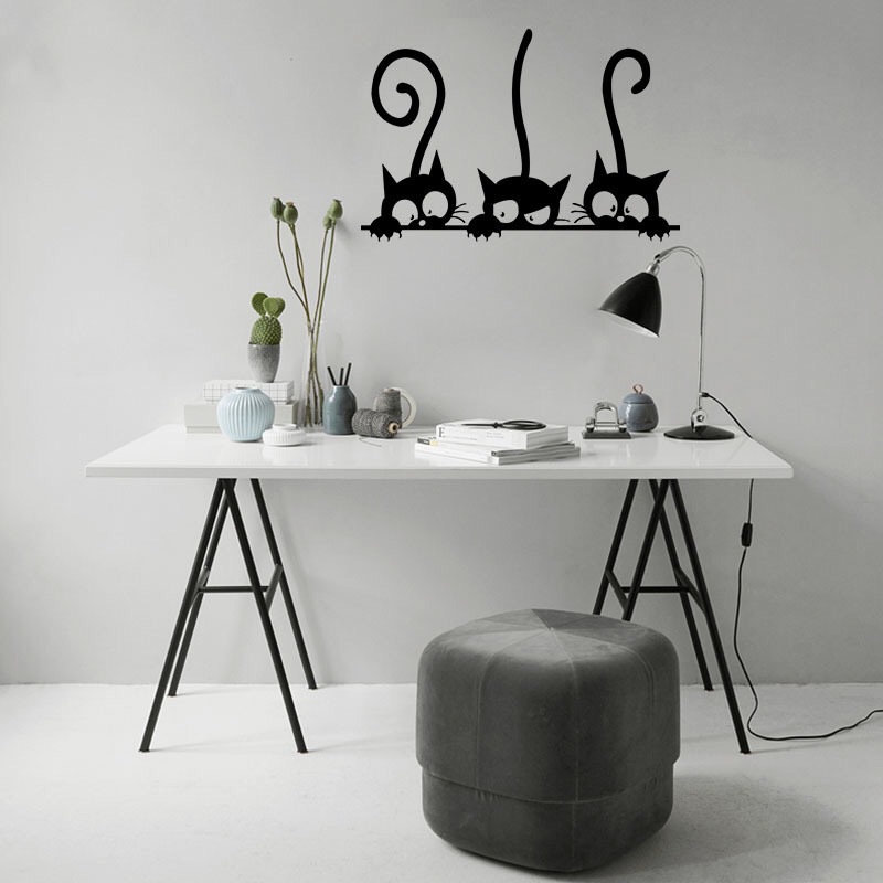 Three Funny Cats Wall Sticker  - Home Cinema Wall 评论和价格