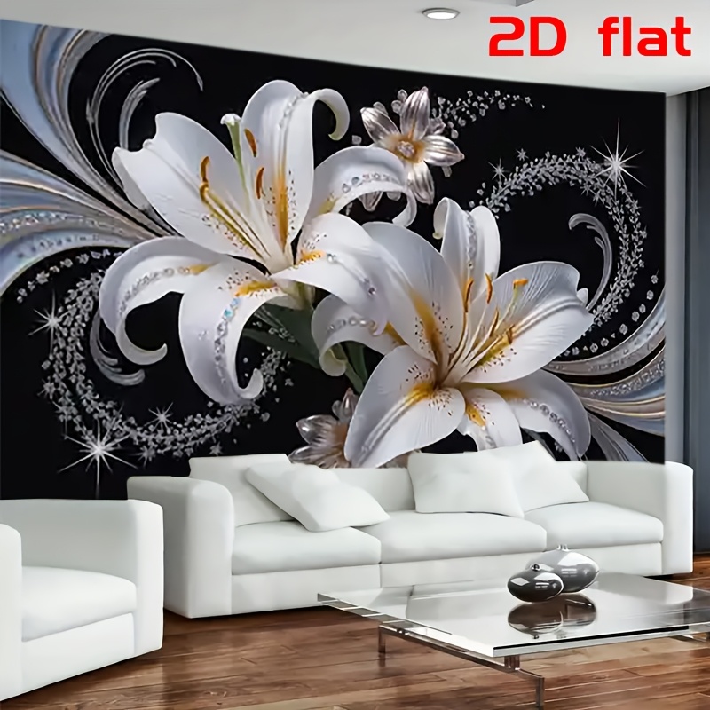 Luxurious White Lilies Floral  - Home Cinema Wall 评论和价格