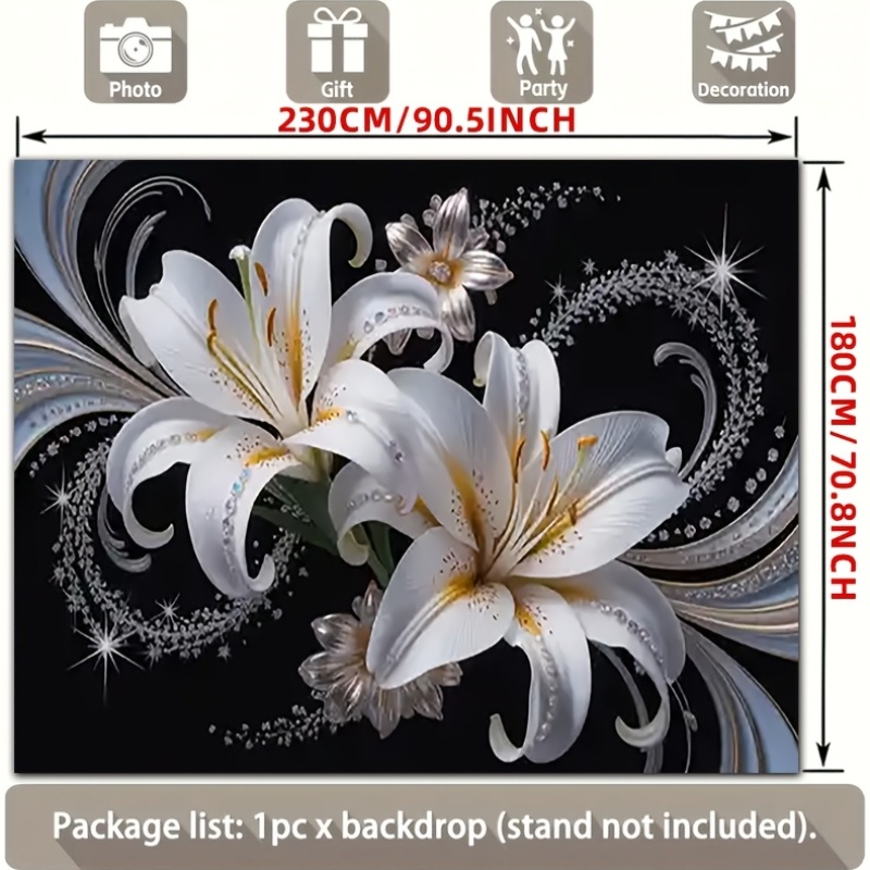Luxurious White Lilies Floral  - Home Cinema Wall 评论和价格