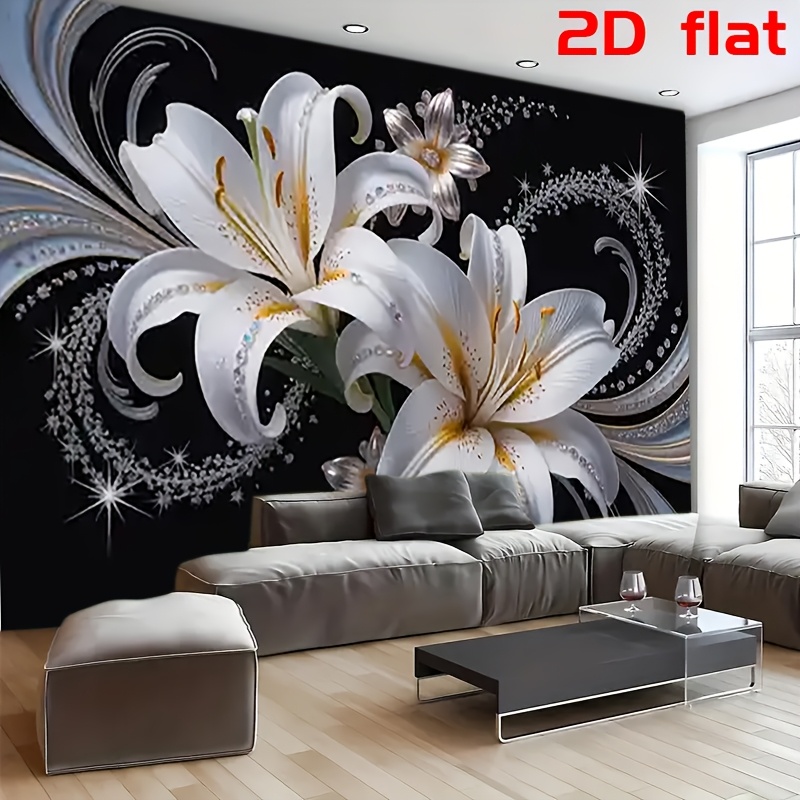 Luxurious White Lilies Floral  - Home Cinema Wall 评论和价格