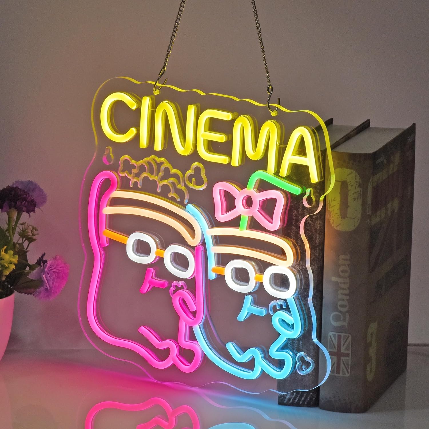 Cinema Neon Sign LED Popcorn D - Home Cinema Wall Lights 评论和价格