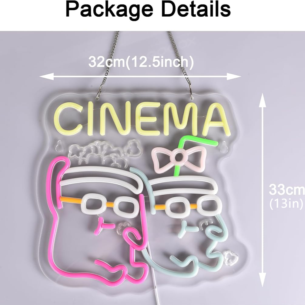 Cinema Neon Sign LED Popcorn D - Home Cinema Wall Lights 评论和价格