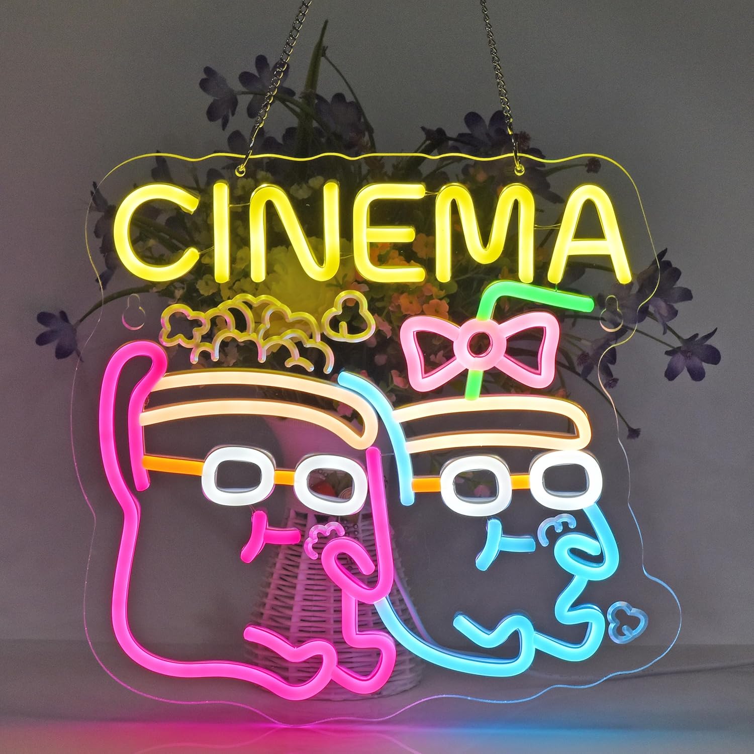 Cinema Neon Sign LED Popcorn D - Home Cinema Wall Lights 评论和价格