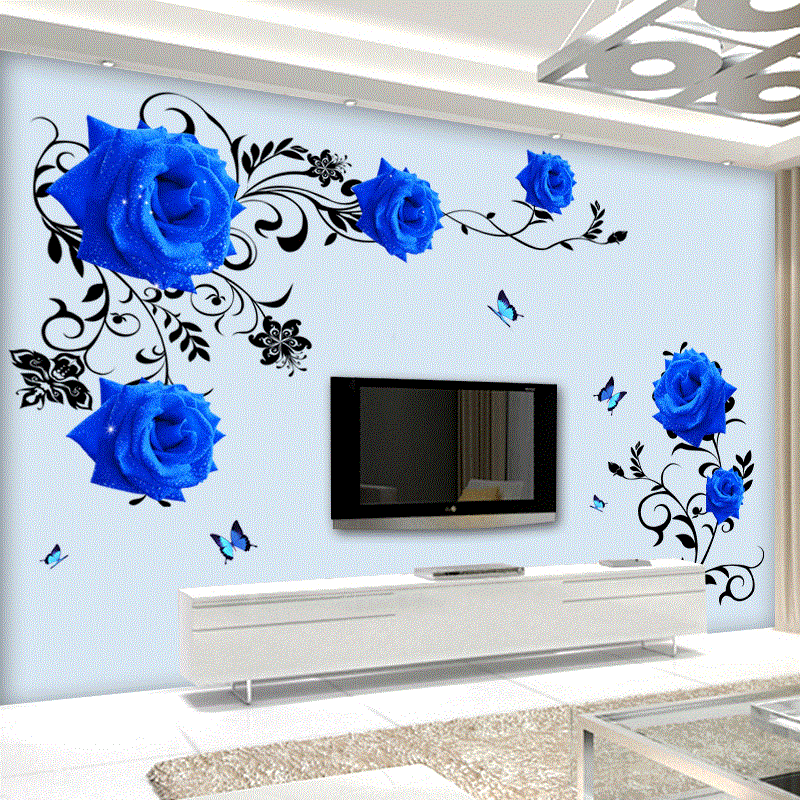 Large Size Blue Rose Flowers W - Home Cinema Wall 评论和价格