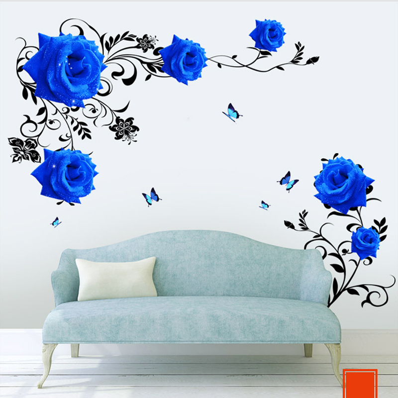 Large Size Blue Rose Flowers W - Home Cinema Wall 评论和价格