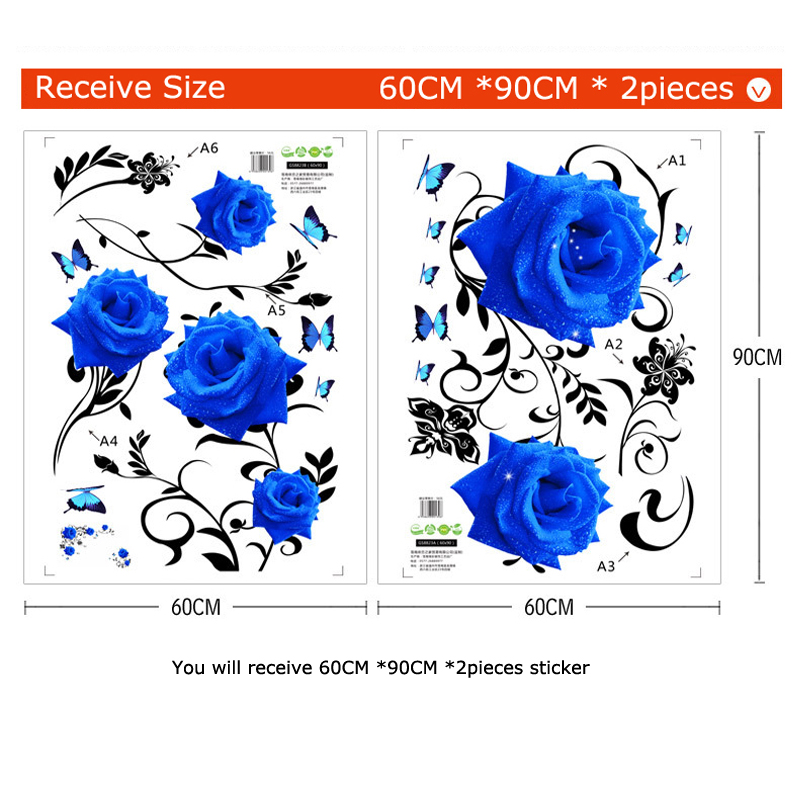 Large Size Blue Rose Flowers W - Home Cinema Wall 评论和价格