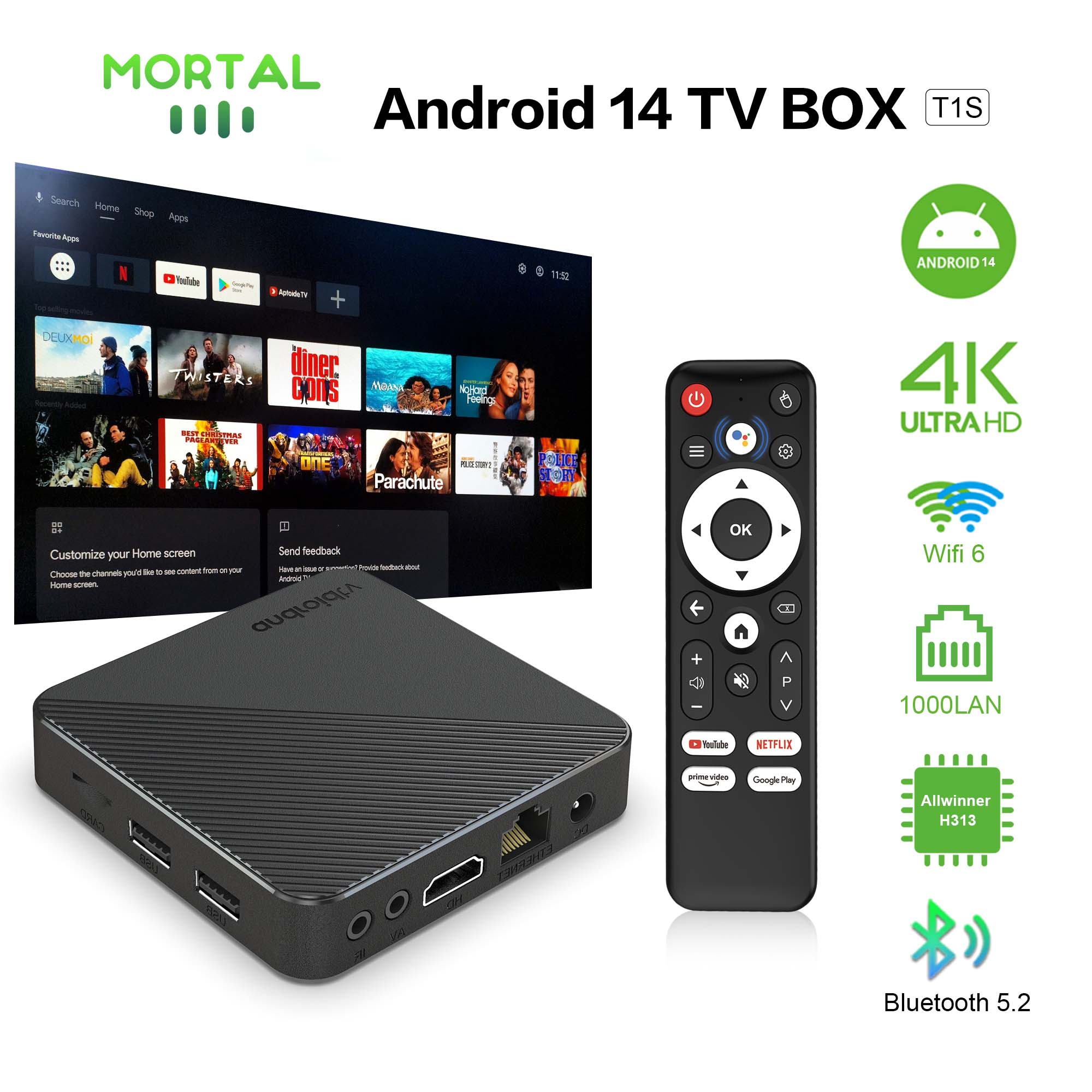 Android14 TV Box Smart Home Th - Home Cinema Media Player 评论和价格